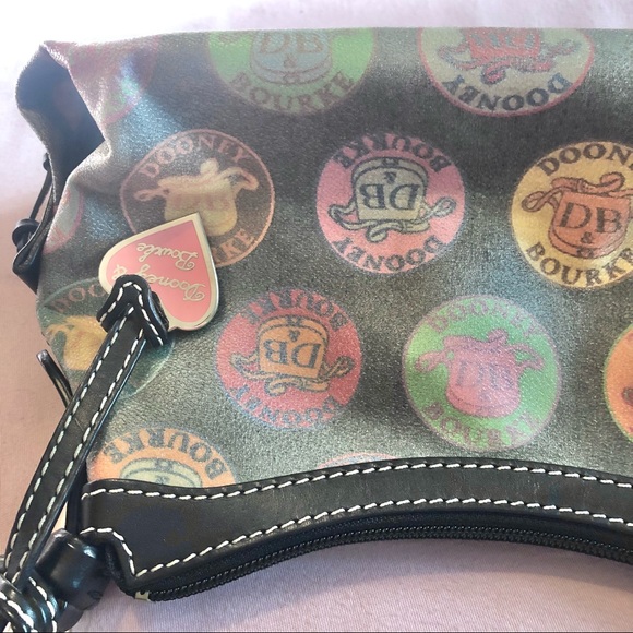 Dooney & Bourke Black/Multicolor Coin Logo Canvas Handbag - Picture 4 of 15